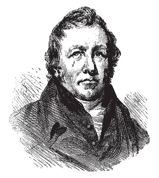 John Playfair, 1748-1819, hij was een Schotse wetenschapper, wiskundige en professor natuurfilosofie, vintage lijntekening of gravure illustratie - Vector, afbeelding