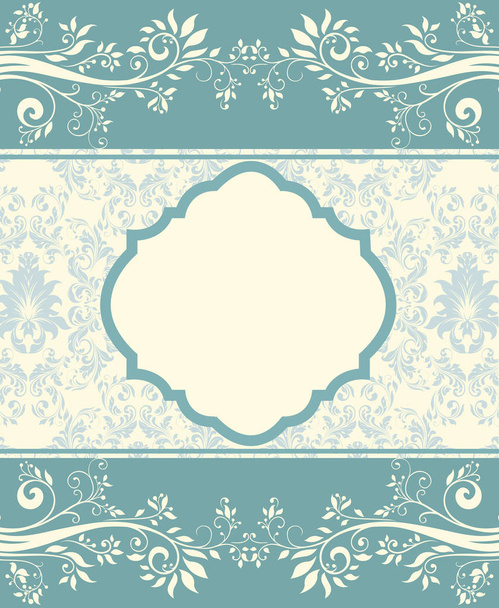Blue floral invitation card  - Вектор,изображение
