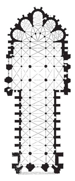 Χάρτης Καθεδρικός Ναός της Ρενς, εκλεκτής ποιότητας χαραγμένο εικονογράφηση. Βιομηχανική Εγκυκλοπαίδεια ε.-O. Lami - 1875 - Διάνυσμα, εικόνα