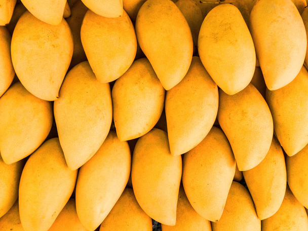 Pile of tasty mango. Healthy food wallpaper concept. Shallow focus. - Photo, Image