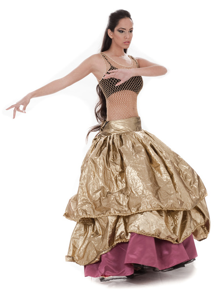 Beautiful belly dancer in rich costume - Photo, Image