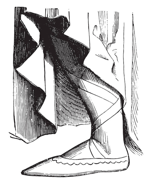 Boty bohaté ženy na začátku šestého století, vintage gravírovanou. Průmyslové encyklopedii E.-O. Lami - 1875 - Vektor, obrázek