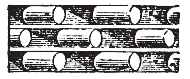 Romanesque Motive are in billet pattern, possibly a part of the choir foundation, vintage line drawing or engraving illustration. - Vector, Image
