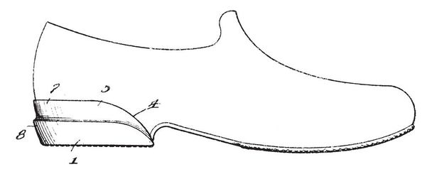 La réparation du talon peut être appliquée sur le talon de la chaussure, dessin de ligne vintage ou illustration de gravure
. - Vecteur, image