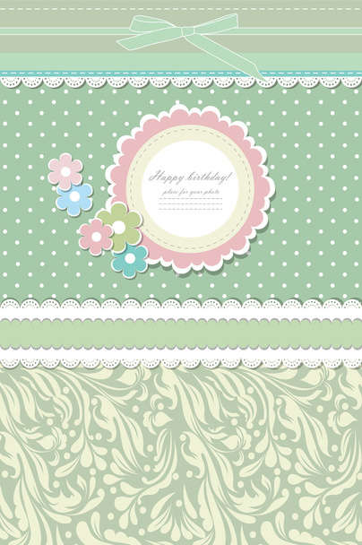 Retro fashion floral greeting card vector - Vecteur, image