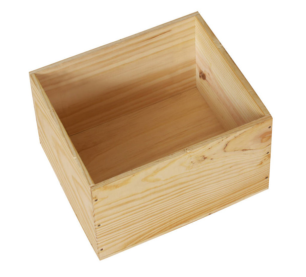 Wooden empty box isolated on white background - Photo, Image