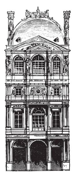 Pavillon Louvre által Pierre Lescot, vintage vésett illusztráció. Ipari enciklopédia E. O. Lami - 1875. - Vektor, kép