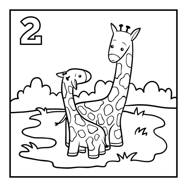 Libro da colorare per bambini, Due giraffe
 - Vettoriali, immagini