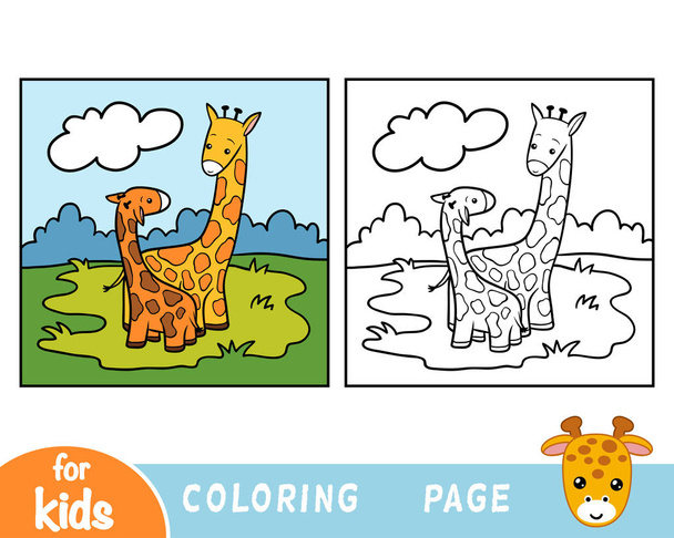 Libro para colorear para niños, Dos jirafas
 - Vector, Imagen
