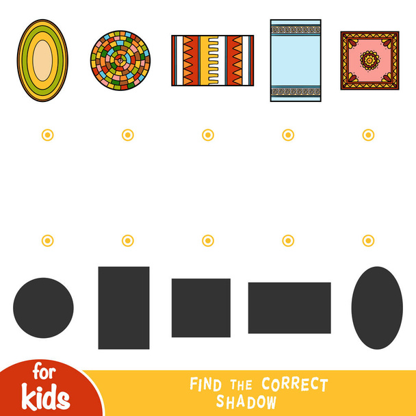 Encontrar la sombra correcta, juego de educación para los niños, conjunto de alfombras
 - Vector, Imagen