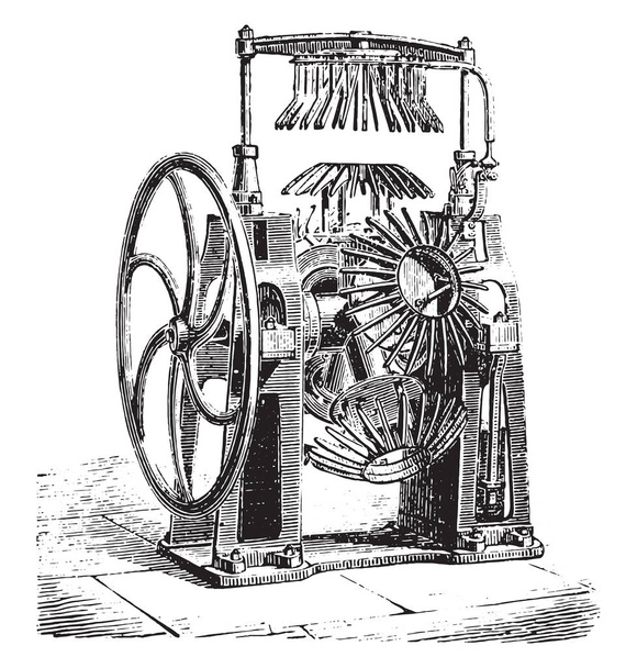 一度に、ビンテージの刻まれた図のエッジを削減するマシン。産業百科事典 e. o.ラミ - 1875 - ベクター画像