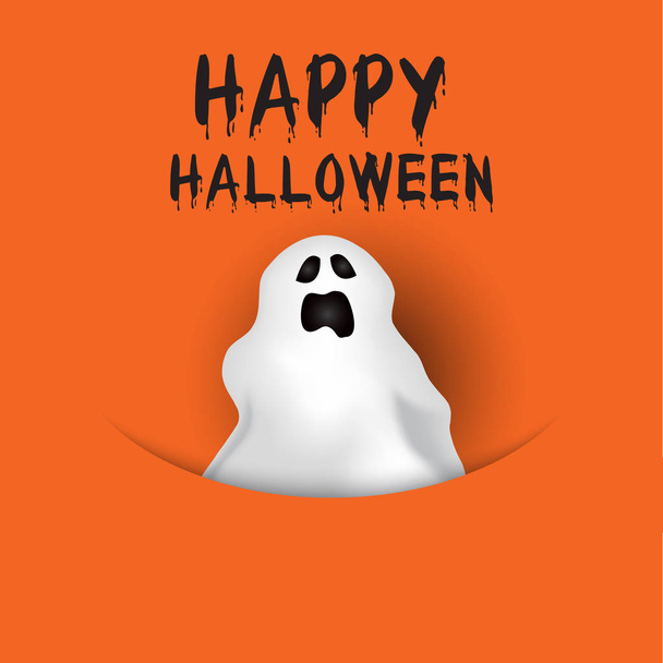 Halloween background with spooky ghost and bloody writing - Vector, Image