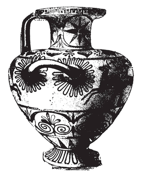 Greek Vase is a fully decorated, its a pottery of ancient Greece, vintage line drawing or engraving illustration.  - Vettoriali, immagini