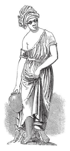 Statuette représentant un porteur d'eau, dessin à la ligne vintage ou illustration de gravure
. - Vecteur, image