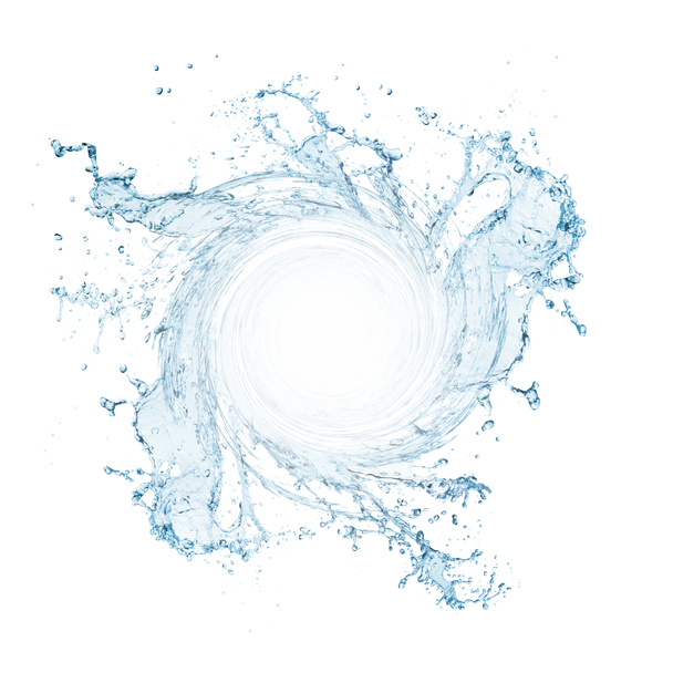 Eau tourbillonnante bleue isolée sur fond blanc
 - Photo, image