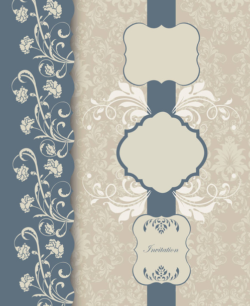 vector invitation template with floral elements - Vetor, Imagem