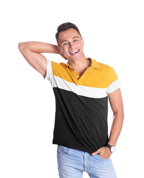 Portrait of handsome young man laughing on white background - Φωτογραφία, εικόνα