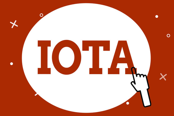 Conceptuele hand schrijven Iota tonen. Zakelijke foto presentatie van Crypto valuta platform Ledger die de online transacties registreert - Foto, afbeelding