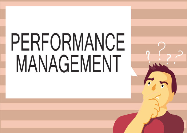 Textzeichen mit Performance Management. Konzeptfoto Verbesserung der Effektivität der Mitarbeiter Gesamtbeitrag - Foto, Bild