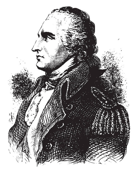 Benedict Arnold, 1741-1801, fue un general durante la guerra revolucionaria estadounidense que traicionó a su país a Gran Bretaña, trazando líneas vintage o grabando ilustraciones
 - Vector, Imagen