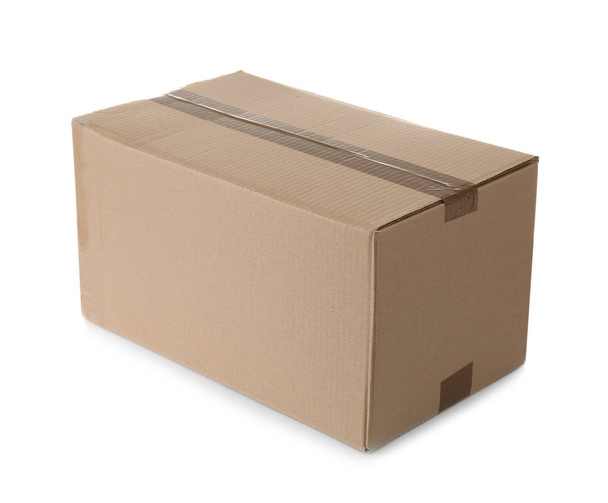 Cardboard box on white background. Mockup for design - Photo, image
