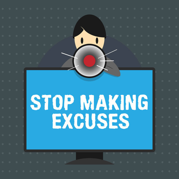 Signo de texto que muestra Dejar de hacer excusas. Foto conceptual Cesar Justificando su Inacción Romper el Hábito
 - Foto, imagen
