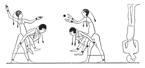 Juegos de los egipcios, ilustración grabada vintage
 - Vector, Imagen
