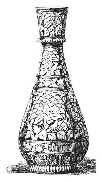 Bidree Hooka was developed in the 14th century CE during the rule of the Bahamani Sultans, vintage line drawing or engraving illustration. - Vector, Image