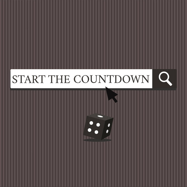 Wortschreibtext startet den Countdown. Geschäftskonzept für die Sequenz des Rückwärtszählens, um den Timer einzustellen - Foto, Bild