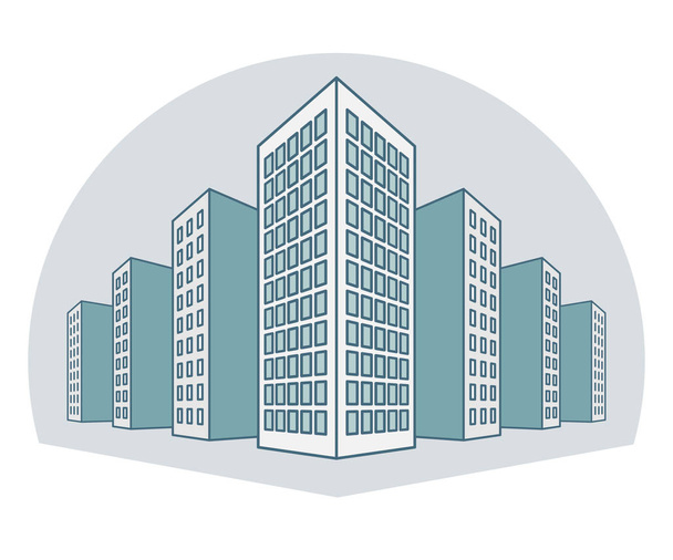 High buildings, residential house, tenement houses, apartment blocks, condominiums, in line style. vector illustration - Vector, Image