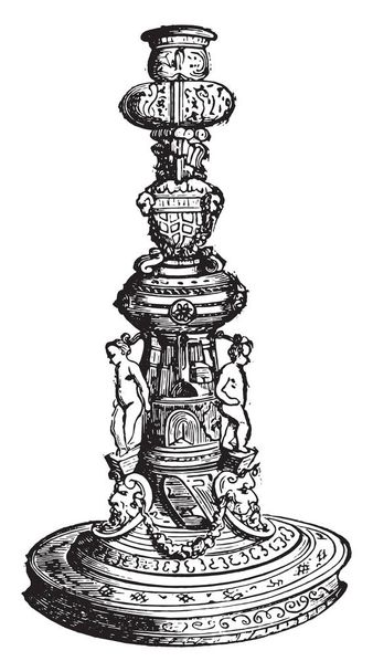 Lampadario piastrellato Oiron, illustrazione incisa vintage. Enciclopedia Industriale E.-O. Lami - 1875
 - Vettoriali, immagini