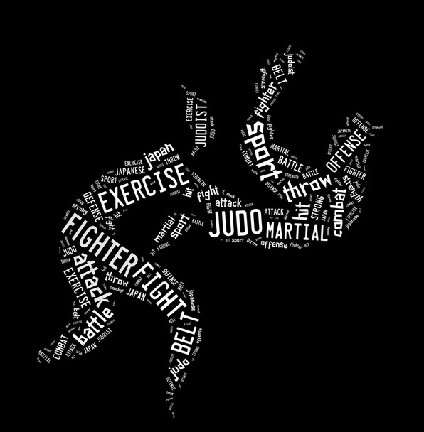Pictograma de judo sobre fondo negro
 - Foto, Imagen