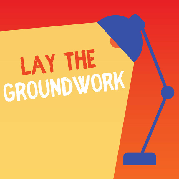 Sana kirjoittaa tekstiä Lay the Groundwork. Liiketoimintakonsepti perusasioiden tai säätiön valmistelemiseksi johonkin
 - Valokuva, kuva