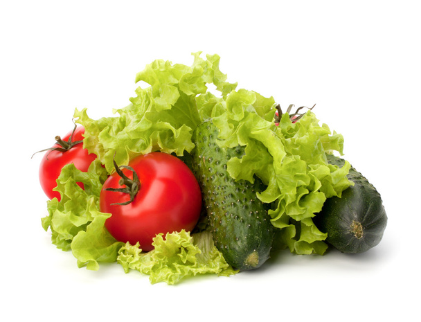 Tomato, cucumber vegetable and lettuce salad - Photo, Image