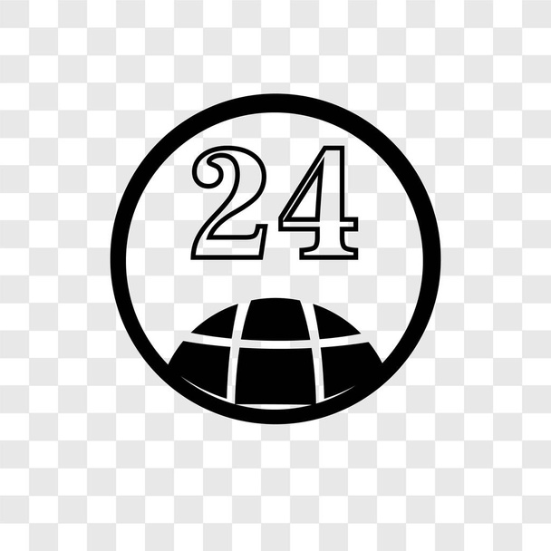 24 godziny wektor ikona na białym tle na przezroczystym tle, koncepcja logo przejrzystości 24 godziny - Wektor, obraz