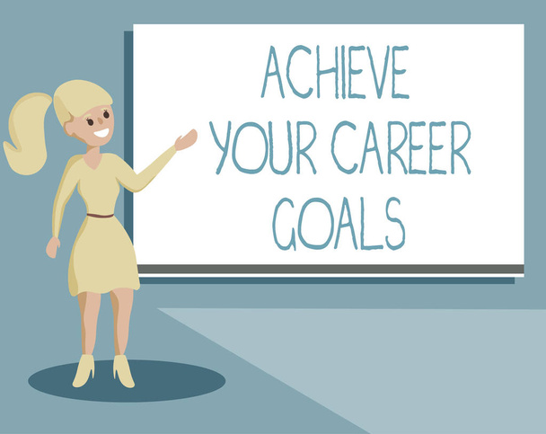 Escrevendo nota mostrando Achieve Your Career Goals. Foto de negócios mostrando alcance para ambição profissional e objetivos
 - Foto, Imagem
