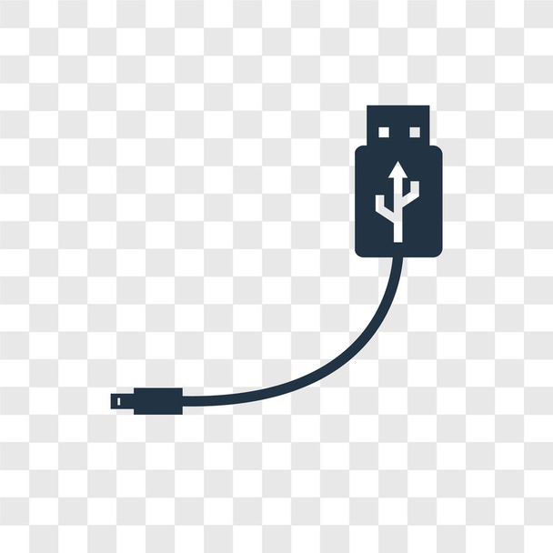 Icono de vector de cable USB aislado sobre fondo transparente, concepto de logotipo de transparencia de cable Usb
 - Vector, imagen