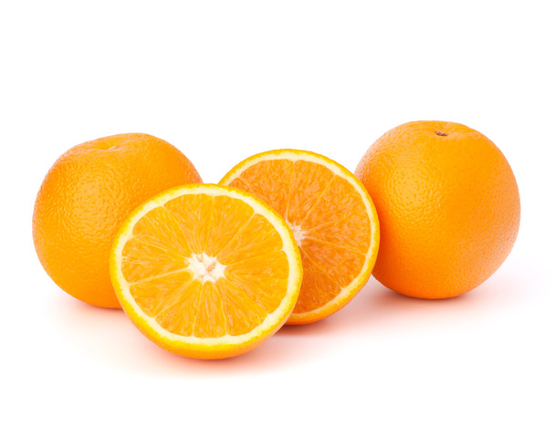 Sliced orange fruit segments isolated on white background - Fotoğraf, Görsel