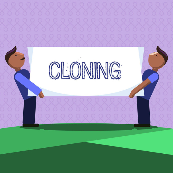 Metin yazma kelime klonlama. Birisi ya da bir şey oluşturma klonlar özdeş kopyalarını yapmak için iş kavramı - Fotoğraf, Görsel