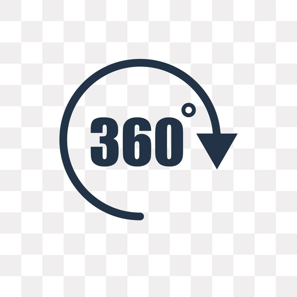360 stopni wektor ikona na białym tle na przezroczystym tle, pojęcie przejrzystości 360 stopni mogą być używane sieci web i mobilnych - Wektor, obraz