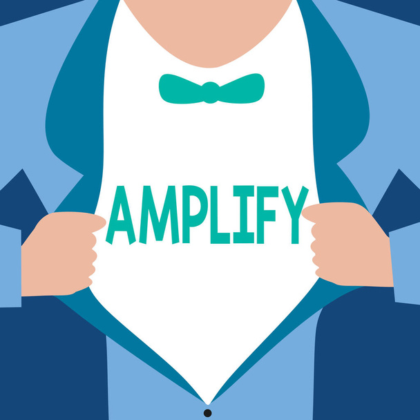 Word writing text Amplify. Business concept for Make something bigger louder increase the volume using amplifier - Photo, Image