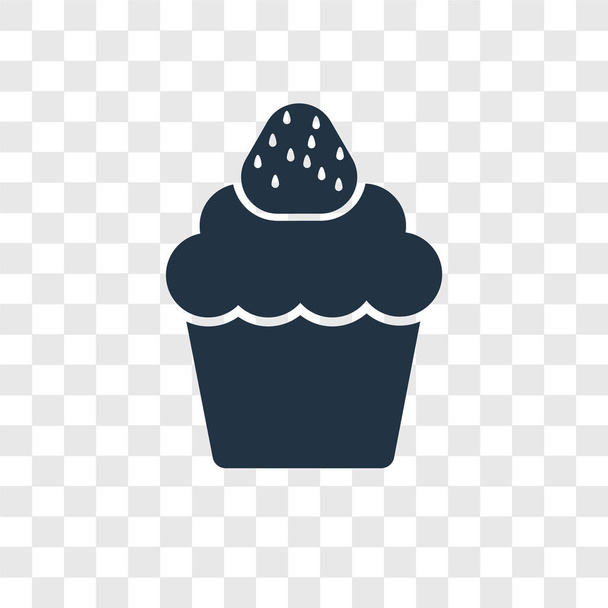 トレンディなデザイン スタイルのカップケーキ アイコン。カップケーキ アイコンが透明な背景に分離されました。カップケーキの web サイト、携帯、ロゴ、アプリ、ベクトル アイコン シンプルでモダンなフラット記号 Ui。カップケーキ アイコン ベクトル図、Eps10. - ベクター画像