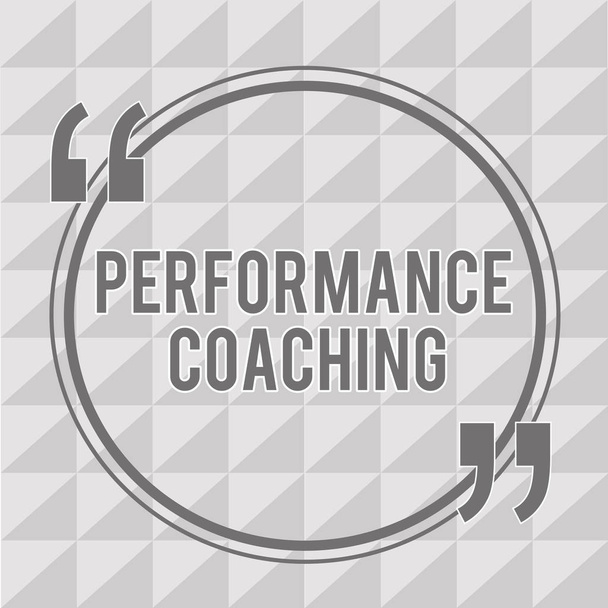 Texto de escritura de palabras Performance Coaching. Concepto de negocio para facilitar el desarrollo Señale lo bueno y lo malo
 - Foto, Imagen