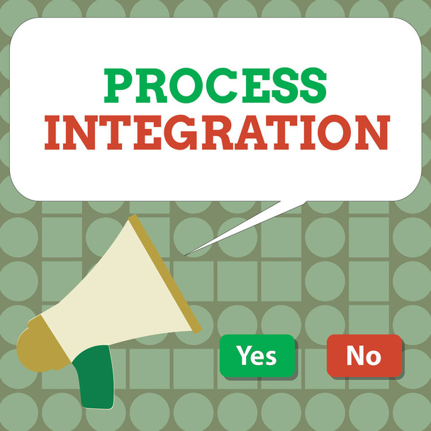 Текстовый знак, показывающий интеграцию процесса. Концептуальное фото Соединение системных служб и информации
 - Фото, изображение
