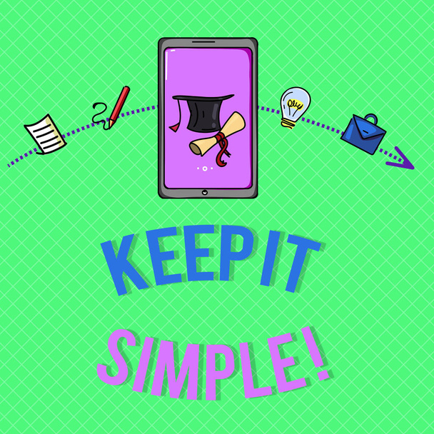 Signo de texto que muestra Keep It Simple. Foto conceptual Permanecer en el lugar simple o posición no complicado
 - Foto, Imagen