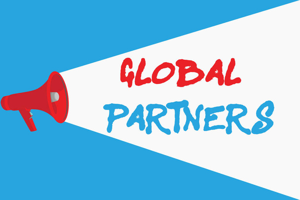 Word σύνταξη κειμένου Global Partners. Επιχειρηματική ιδέα για δύο ή περισσότερες επιχειρήσεις από διαφορετικές χώρες εργάζονται ως ομάδα - Φωτογραφία, εικόνα