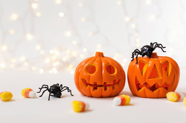 Halloween pumpkins with spider - Foto, imagen