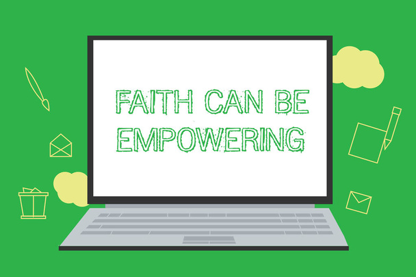 La escritura manual conceptual que muestra que la fe puede ser empoderadora. Foto de negocios mostrando Confianza y Creer en nosotros mismos que podemos hacerlo
 - Foto, imagen