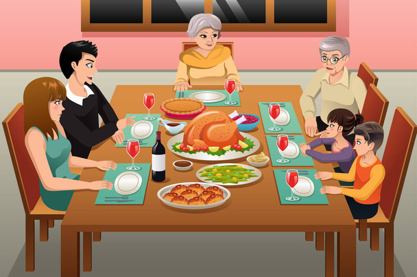 Vektori esimerkki kiitospäivän perhepäivällisestä
  - Vektori, kuva