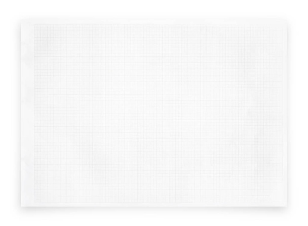 weißes Papier mit Raster-Linienmuster isoliert auf weißem Hintergrund mit Clipping-Pfad. - Foto, Bild